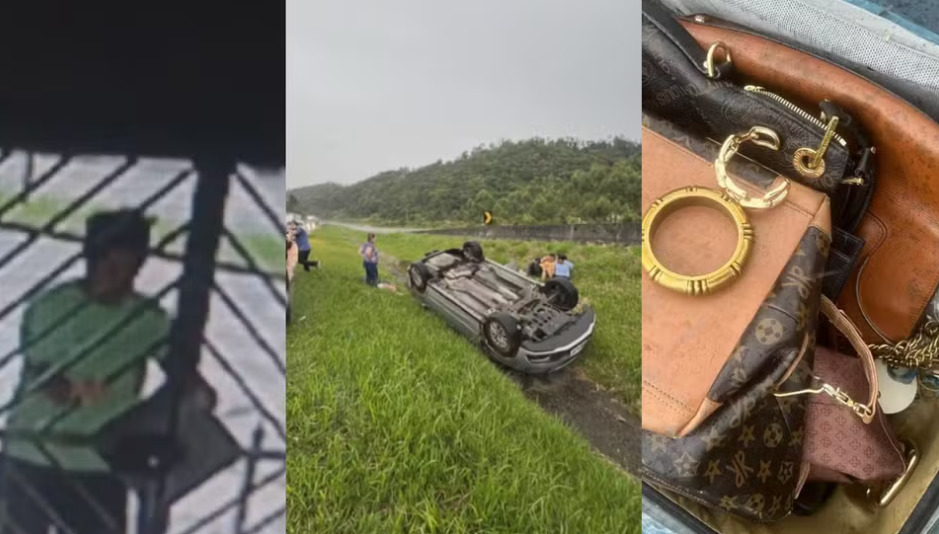 Após perseguição e capotamento, quatro são presos suspeitos de furtos em prédio de luxo em Curitiba